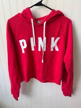(146)Victoria's Secret PINK red Logo Hoodie